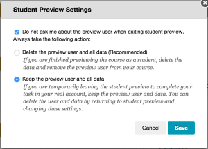 Student Preview Settings